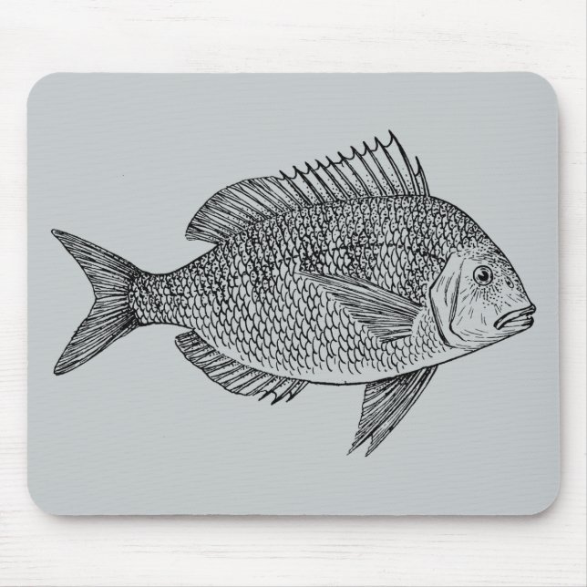 Vintage fish nautical marine art illustration mouse pad (Front)
