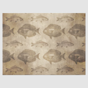 Vintage Fish on Brown Decoupage Tissue Paper