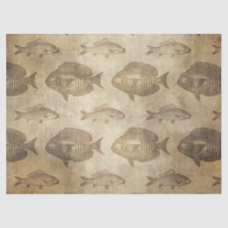 Vintage Fish on Brown Decoupage Tissue Paper