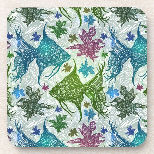 Vintage Fish Pattern Coaster (Front)