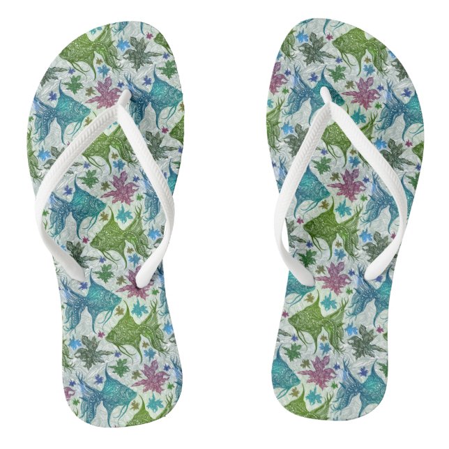 Vintage Fish Pattern Jandals (Footbed)