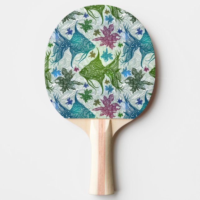 Vintage Fish Pattern Ping Pong Paddle (Front)