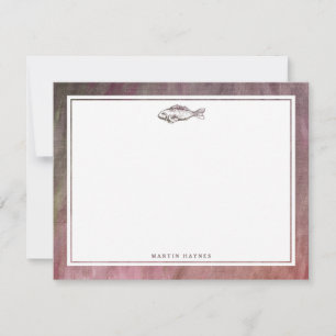 Vintage Fish Personalised Stationery Card