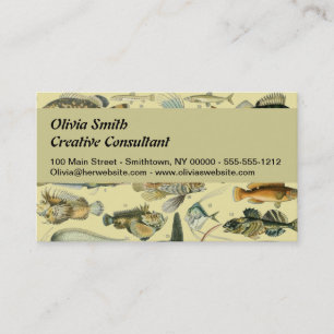Vintage Fish Scientific Fishing Art Business Card