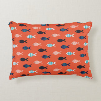 vintage fish seamless pattern. Shoal of fish in ro Decorative Cushion