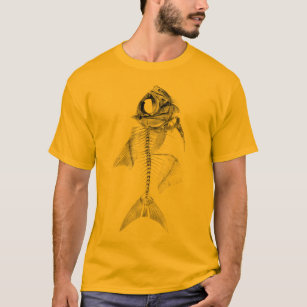 Vintage fish skeleton etching T-Shirt