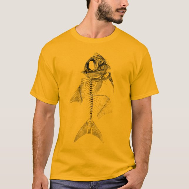 Vintage fish skeleton etching T-Shirt (Front)