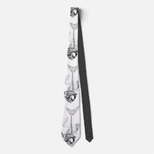 Vintage fish skeleton etching tie