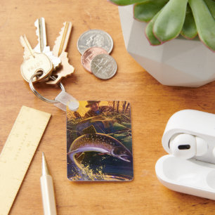 Vintage Fish, Sports Fishing Trout Catch n Release Key Ring