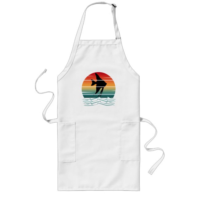 Vintage Fish Sunset Fishing Long Apron (Front)