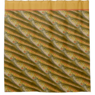 Vintage fish watercolor trout pattern shower curtain