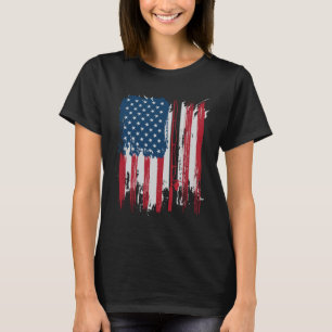 Vintage Fishing American Flag Bass Fishing T-Shirt