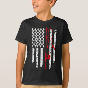 Vintage Fishing American Flag Bass Fishing T-Shirt