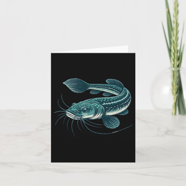 Vintage Fishing Artwork Walking Catfish  Card (Front)