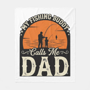 Vintage Fishing Buddy Dad Shirt Design_1 Fleece Blanket