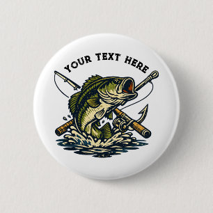 Vintage Fishing Club Bass Fish Retro Emblem 6 Cm Round Badge