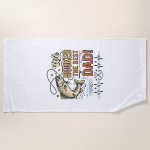 Vintage Fishing Dad We Hooked the Best Dad Vector_ Beach Towel