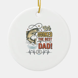 Vintage Fishing Dad We Hooked the Best Dad Vector_ Ceramic Tree Decoration