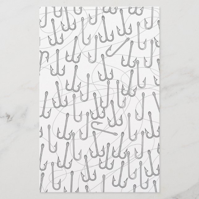 Vintage fishing hooks stationery (Front)