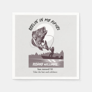 Vintage Fishing Lake Fisherman 50th Birthday Napkin
