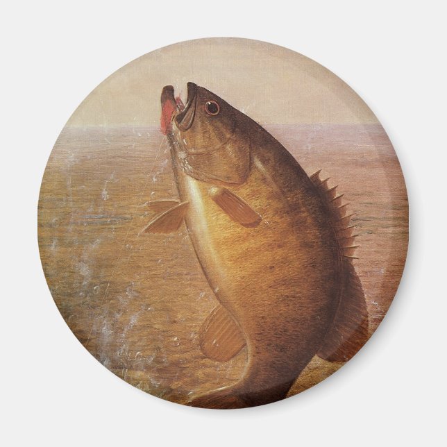 Vintage Fishing, Leaping Smallmouth Bass on Line Magnet (Front)