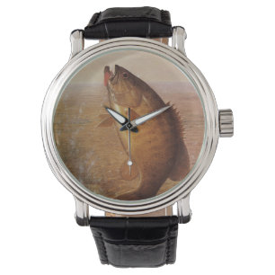 Vintage Fishing, Leaping Smallmouth Bass on Line Watch