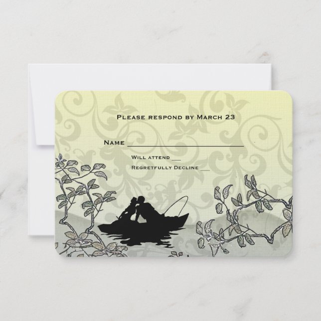 Vintage Fishing Lovers Tree Blue Yellow RSVP (Front)