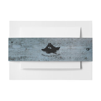 Vintage Fishing Lovers Wood Invitation Belly Band