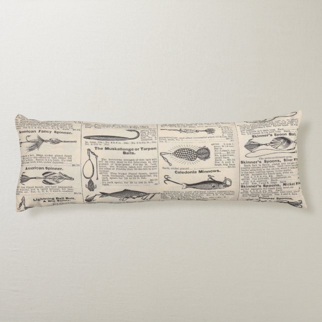 Vintage Fishing Lures: Antique 1900s Fisherman Body Cushion (Back)