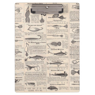 Vintage Fishing Lures: Antique 1900s Fisherman Clipboard