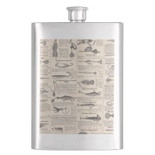 Vintage Fishing Lures: Antique 1900s Fisherman Hip Flask