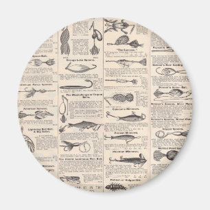 Vintage Fishing Lures: Antique 1900s Fisherman Magnet