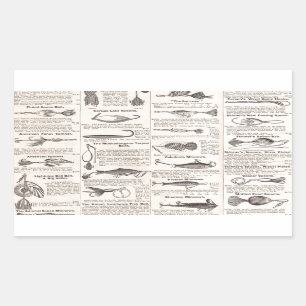Vintage Fishing Lures: Antique 1900s Fisherman Rectangular Sticker