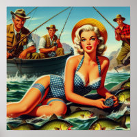 Vintage Fishing Pin Up