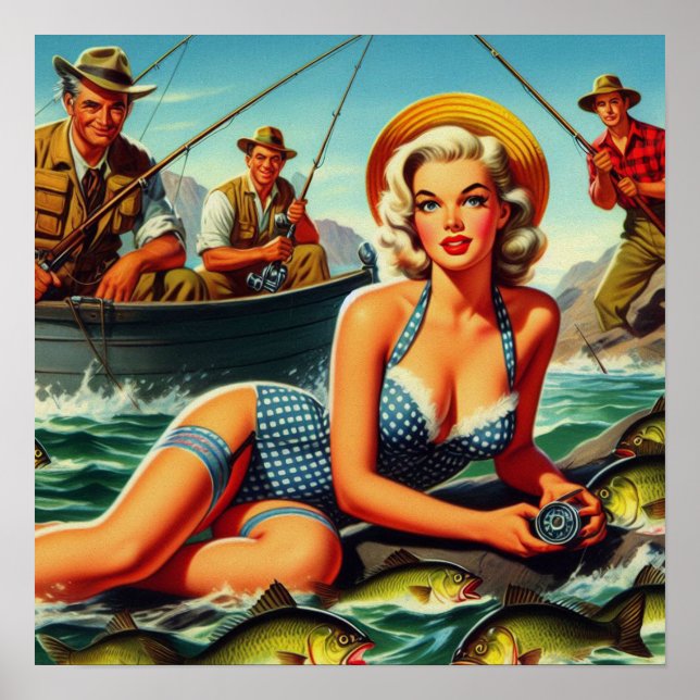 Vintage Fishing Pin Up Poster (Front)