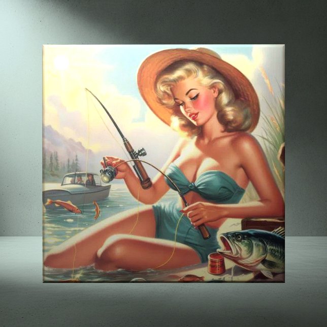 Vintage Fishing Pin Up Tile (Creator Uploaded)