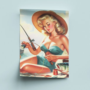 Vintage Fishing Pin Up Tissue Paper