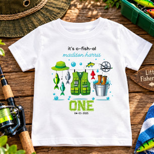 Vintage Fishing Rod "O-Fish-Ally One" 1st Birthday Baby T-Shirt