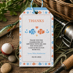 Vintage Fishing Rod O-Fish-Ally One 1st Birthday Gift Tags