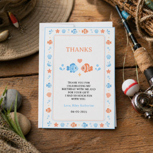 Vintage Fishing Rod O-Fish-Ally One 1st Birthday Thank You Card
