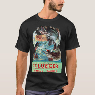 Vintage fishing silhouette with sunrise and retro T-Shirt