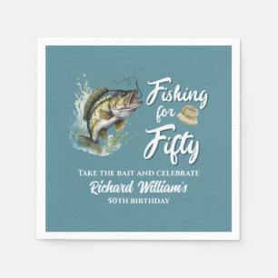 Vintage Fishing Themed 50th Birthday Party Napkin