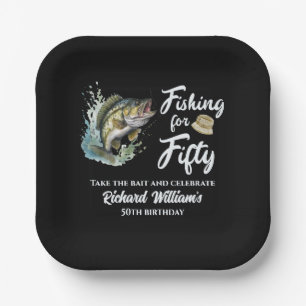 Vintage Fishing Themed 50th Birthday Party Paper Plate