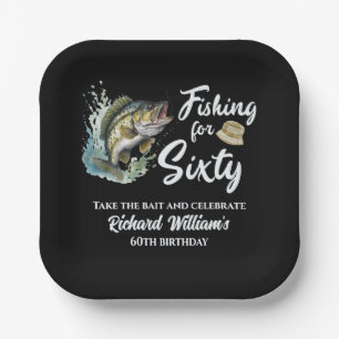 Vintage Fishing Themed 60th Birthday Party Paper Plate