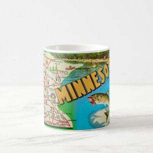Vintage Fishy Map of Minnesota Coffee Mug