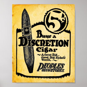 Vintage Five Cent Discretion Cigar Print