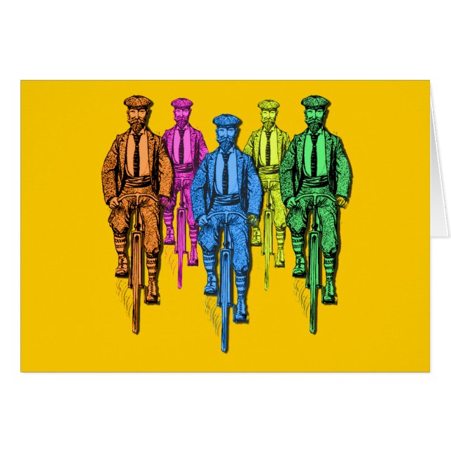 Vintage Five Fellas on Bikes Illustration (Front Horizontal)
