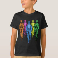 Vintage Five Fellas on Bikes Illustration