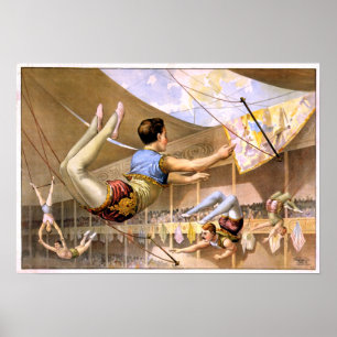 Vintage Five Male Trapese Artists Circus Poster