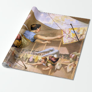 Vintage Five Male Trapeze Circus Performance Wrapping Paper